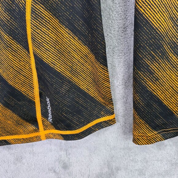 Womens Reebok Black & Orange Striped Performance Shirt 1/4 Zip Long Sleeve M - Picture 3 of 9